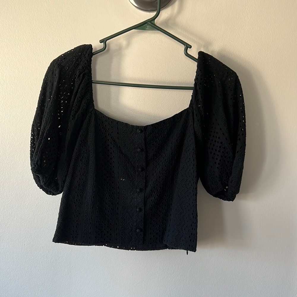 Lucy Paris Eyelet Puff Sleeve Top
